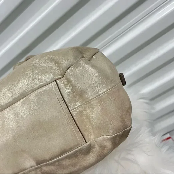 • COACH Shimmer Champagne Leather Carryall Tote Gallery Shoulder Bag - Picture 9 of 13